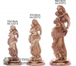 Olive Wood Virgin Mary With Baby Jesus Statue
